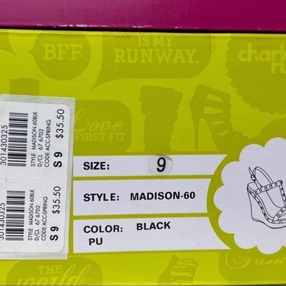 Charlotte Russe | Madison Wedge Heels Black & Tan Size 9 Sandals​​​​ - Picture 13 of 15